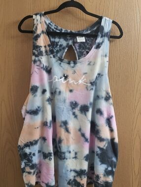 PINK Victoria's Secret Pastel Tie-Dye Scoop Tank - Pink, Blue, Peach, Black